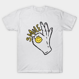 Smile | happy life | happy living | happy face | hands with happy face T-Shirt